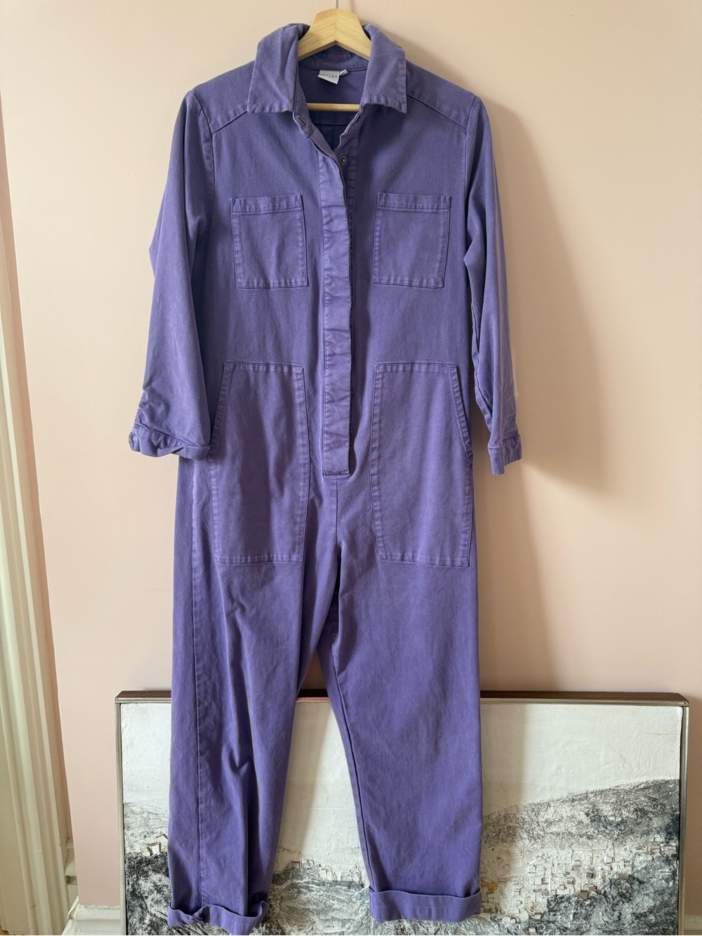 Purple Long-Sleeve Utility Jumpsuit - Women's Relaxed Fit